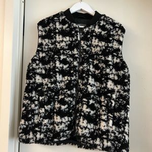ASOS Black & White Zip Fleece Vest
